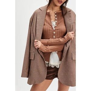 NWOT Free People Tilly Long-Sleeve Cardi Blouse Top Knit Ribbed Buttondown Sz S